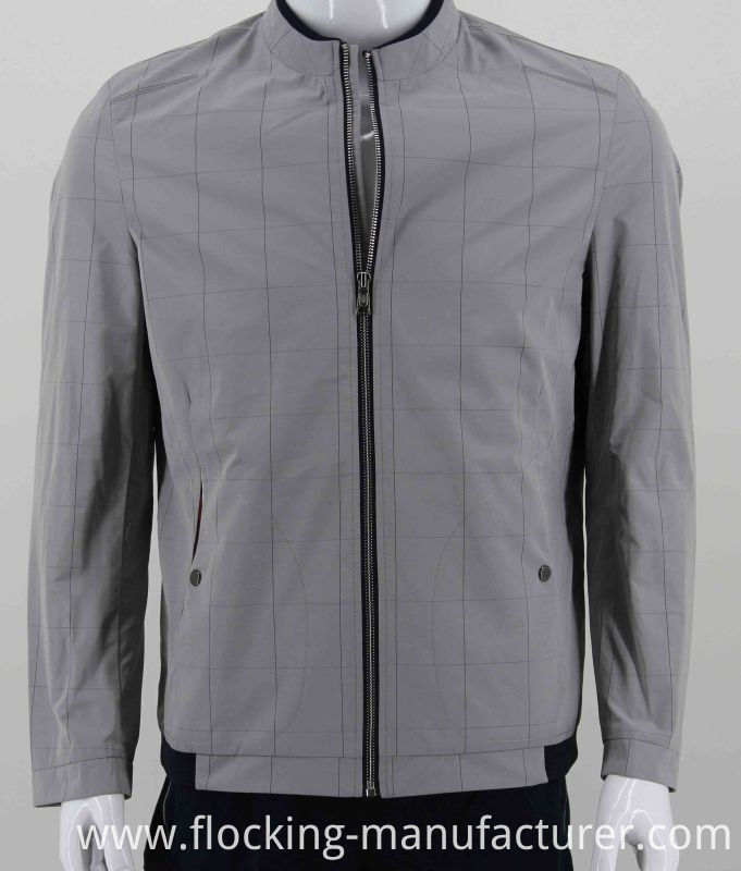 Check Pattern Memory Fabric for Woven Mens Bomber Jacket